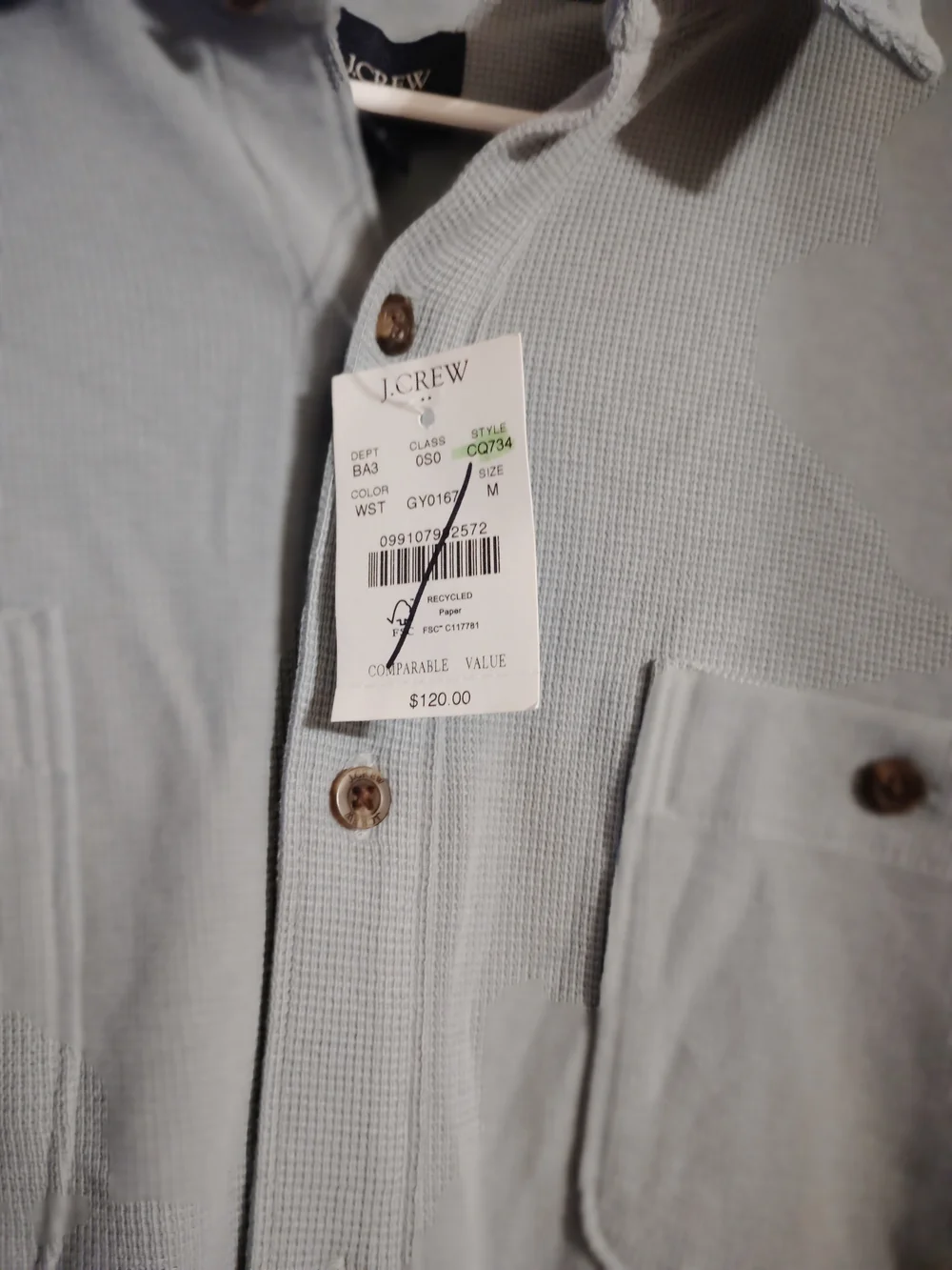 J. Crew Men's Pale Blue Long-Sleeve Button-Down Shirt